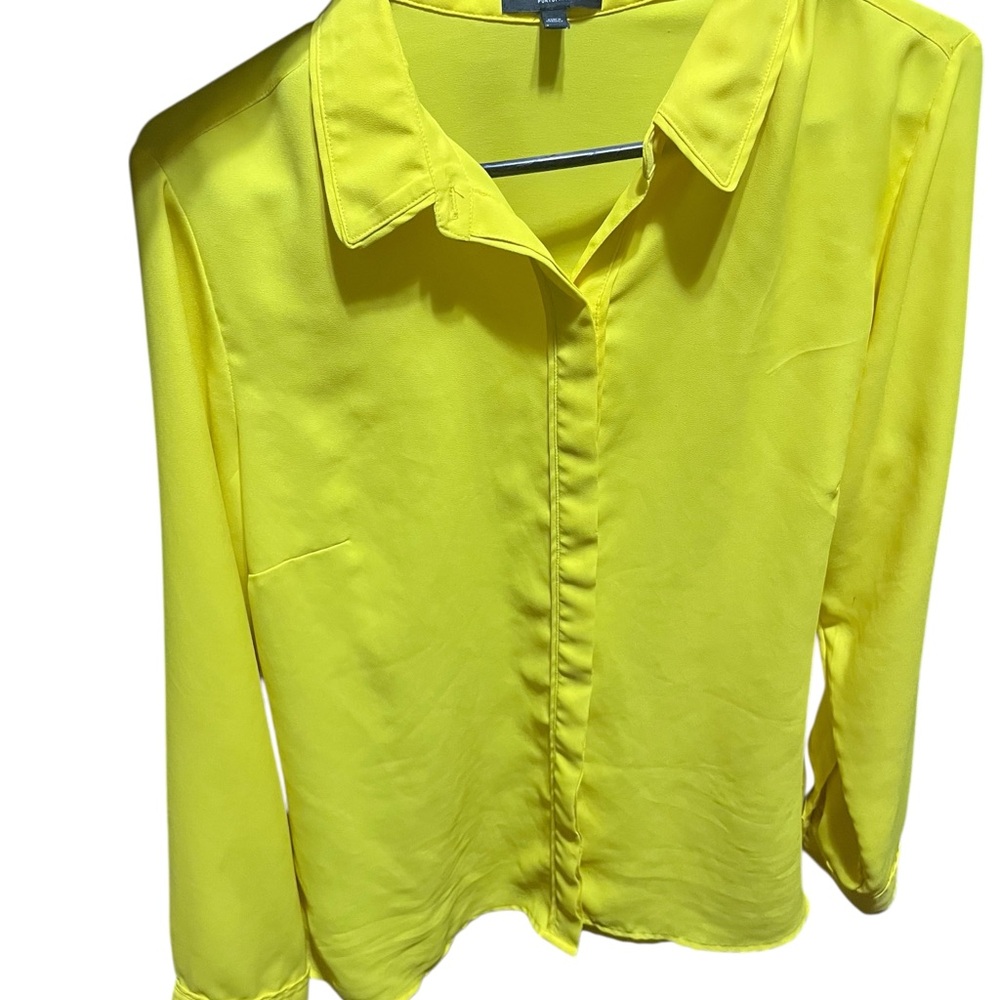 Express Bright Yellow Button-Down Shirt - image 1
